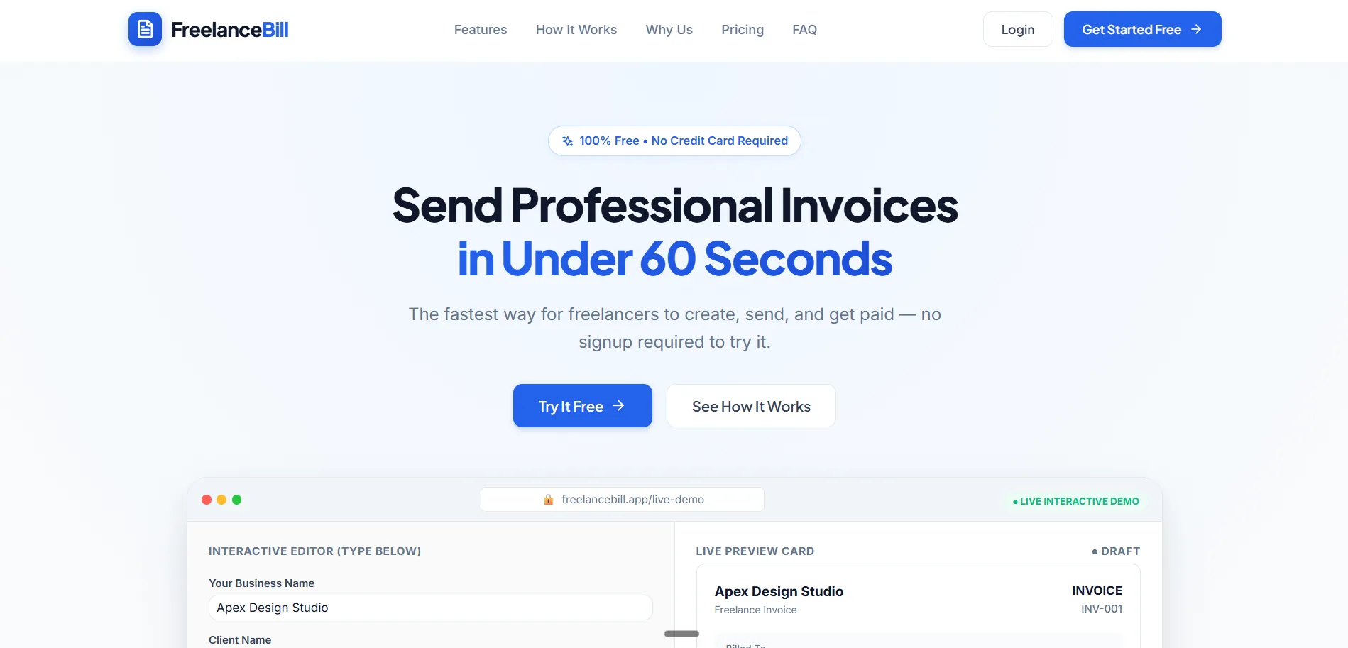 FreelanceBill invoice generator client tool