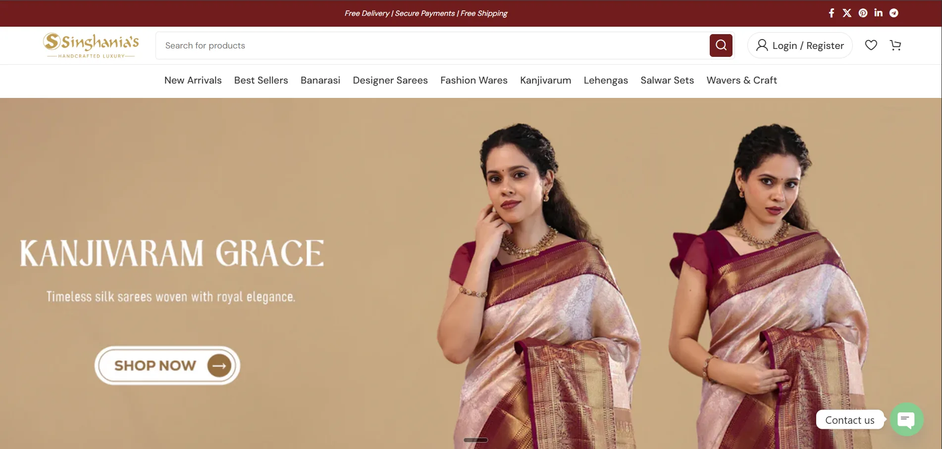 Singhania's luxury saree ecommerce storefront
